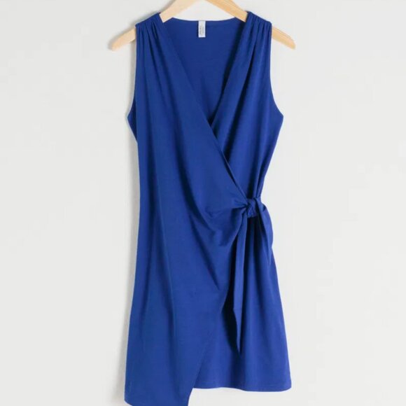 & Other Stores 100% Cotton Sleeveless Mini Wrap Dress - Picture 4 of 8